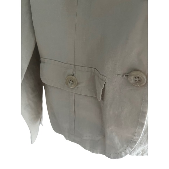 Quiet Luxury Linen Blazer Jacket Womens L Beige Minimalist Coastal Chic‎ Summer - Picture 4 of 8